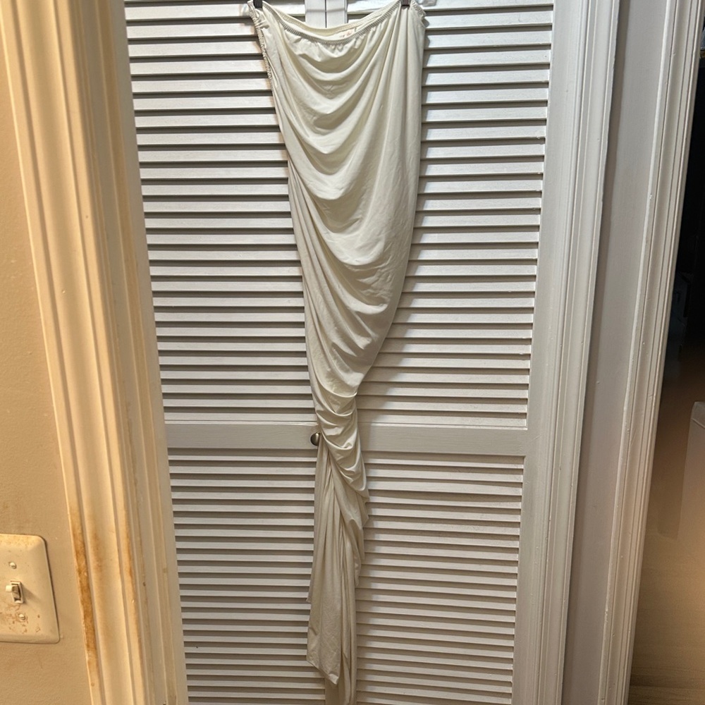 Norma Kamali Asymmetrical Draped Dress in Cream